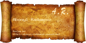 Abonyi Radamesz névjegykártya